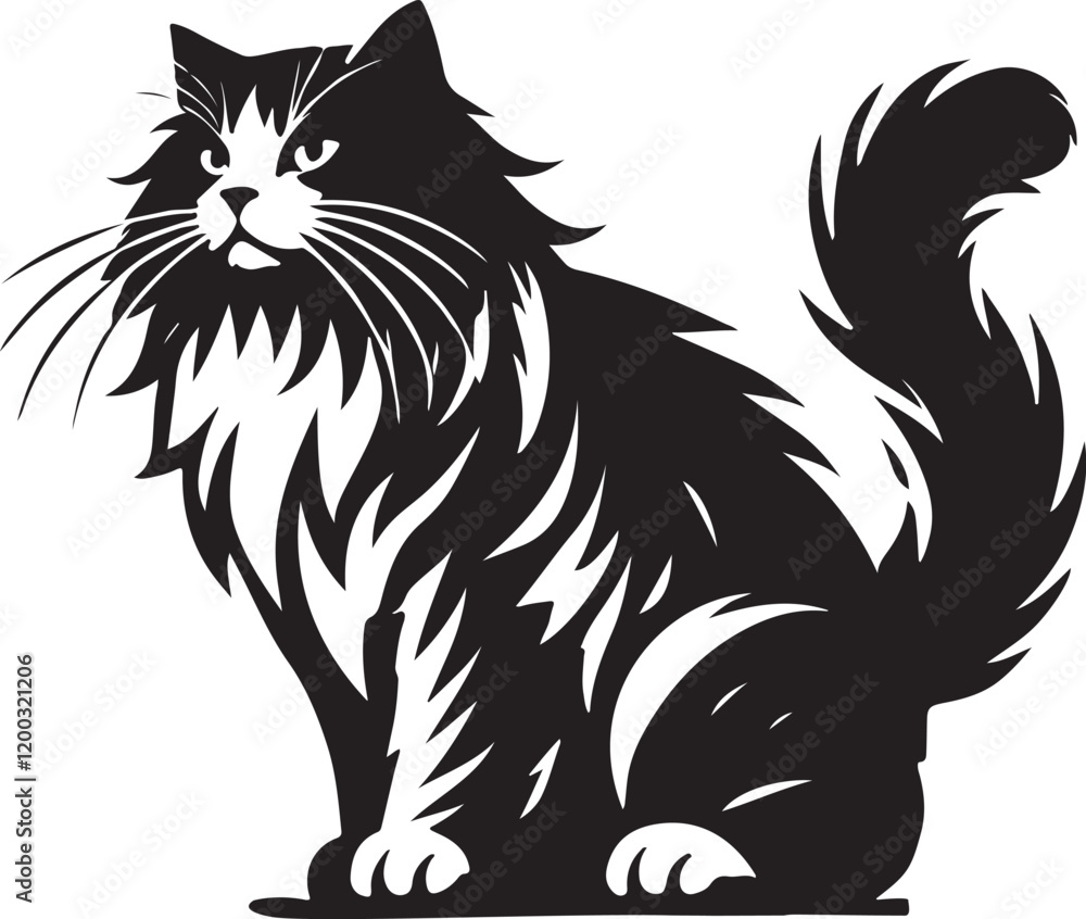 Obraz premium Beautiful Cat icon silhouette vector with white background