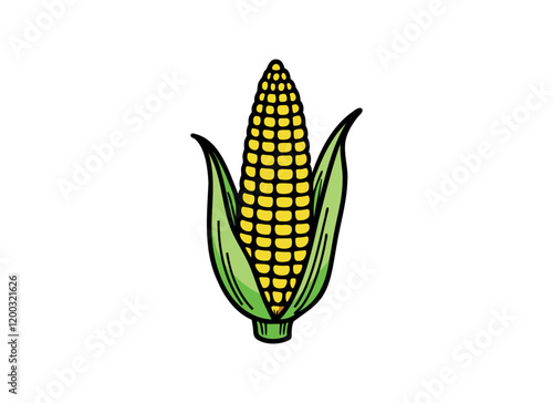 Corn Cob Illustration - Vibrant Yellow Maize Clipart
