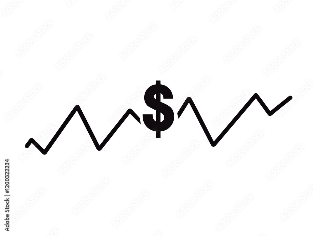 Isolated Business Graph Icon with Dollar Sign Isolated Business Graph Icon with Dollar Sign