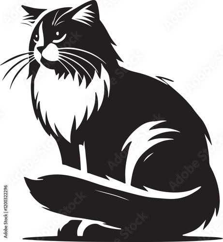 Beautiful Cat icon silhouette vector with white background
