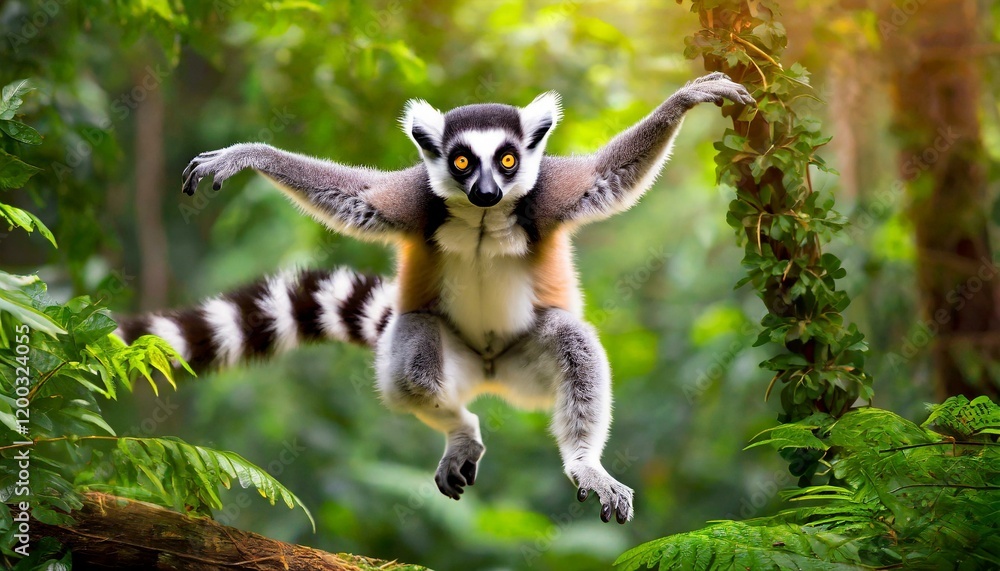 Fototapeta premium Lemur ape in the rain forest