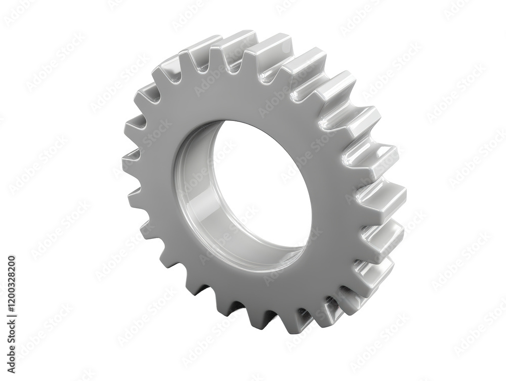 Isolated Gray Cogwheel Angled View Isolated Gray Cogwheel Angled View