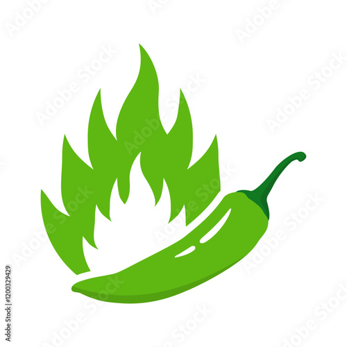 Mild level pepper with fire flame icon