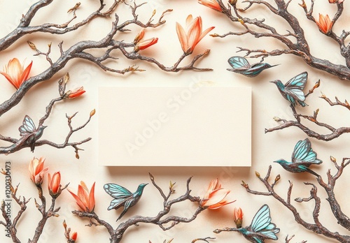 IllustrationSpring flowers in a colorful array with room for text photo