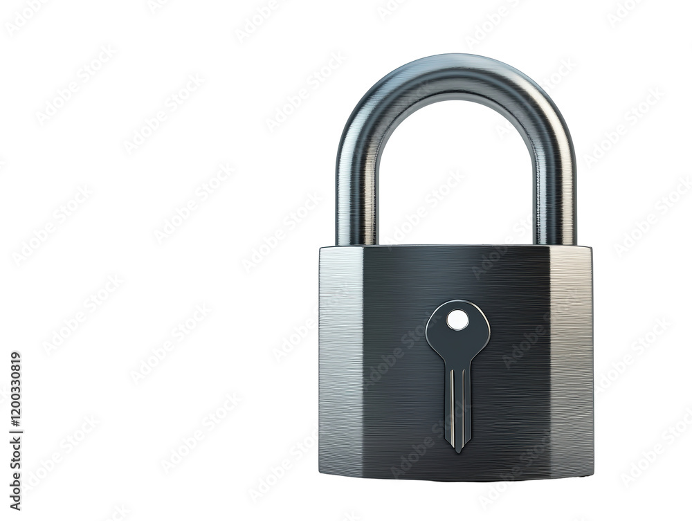 Isolated Metallic Padlock with Keyhole Icon Isolated Metallic Padlock with Keyhole Icon