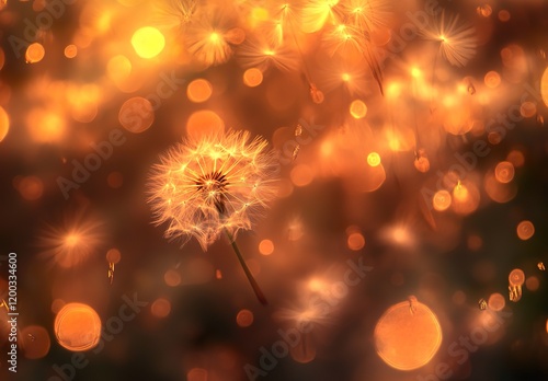 Abstract blurred nature background dandelion seeds para photo