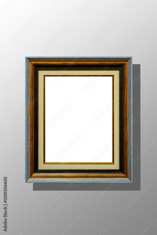 horizontal wooden picture or painting frame and gray background horizontal wooden picture or painting frame and gray background