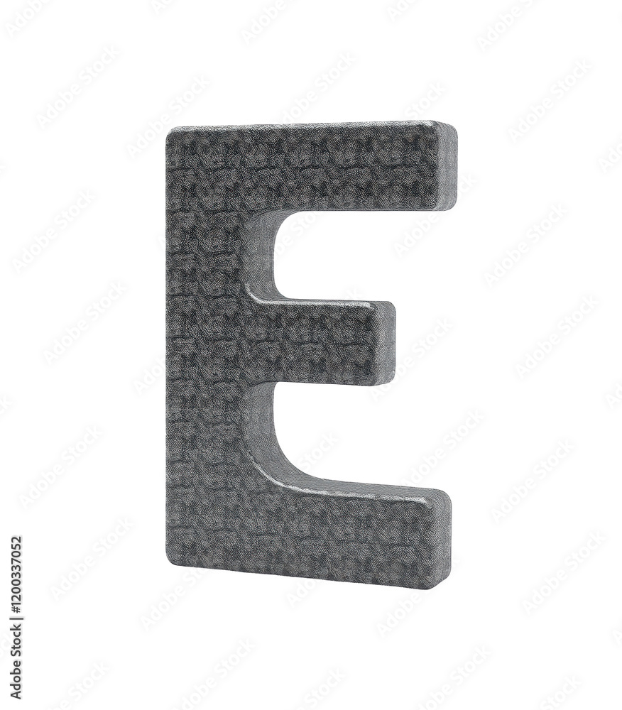 3D Textured Letter E Illustration with Transparent Background for Design Overlays 3D Textured Letter E Illustration with Transparent Background for Design Overlays