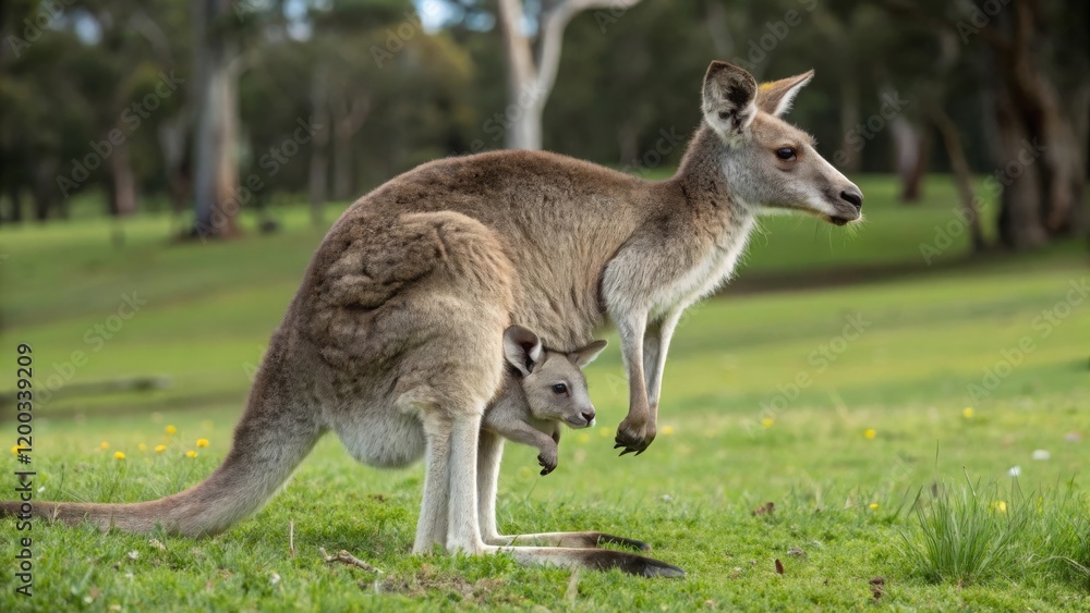 Kangaroo and its joey a heartwarming encounter in the australian outback wildlife photography natural habitat close-up perspective Kangaroo and its joey a heartwarming encounter in the australian outback wildlife photography natural habitat close-up perspective