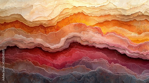 Abstract layered rock formation with warm earthy tones. Ideal for backgrounds, textures, and prints. Captures geological patterns and gradient hues.