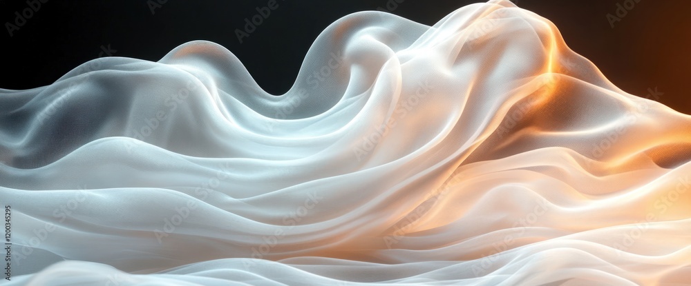 Obraz premium Draped fabric, soft waves, dark background, elegant design, website banner