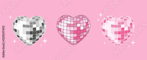 Heart shaped disco balls set