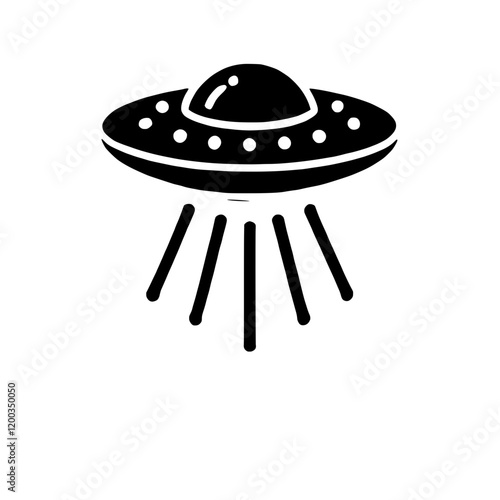 UFO Icon:  A classic and iconic image of a UFO in black and white. A simple yet powerful illustration of a unidentified flying object, perfect for sci-fi themes, conspiracy theories.