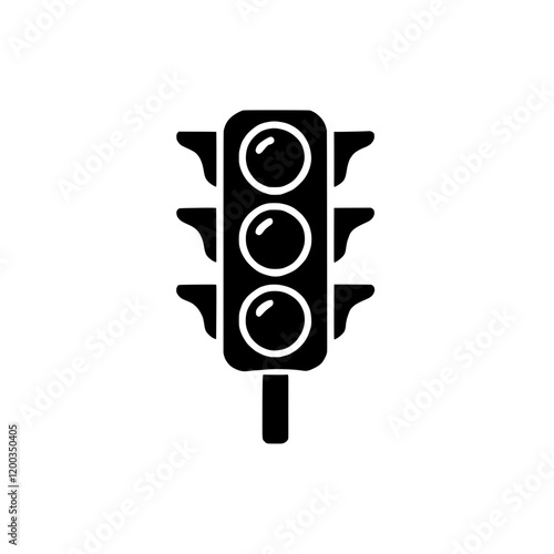 Traffic Light Icon: A simple yet essential icon depicting a traffic light, with three distinct lights, symbolizing caution, stop and go. This is a versatile symbol for traffic safety, transportation.