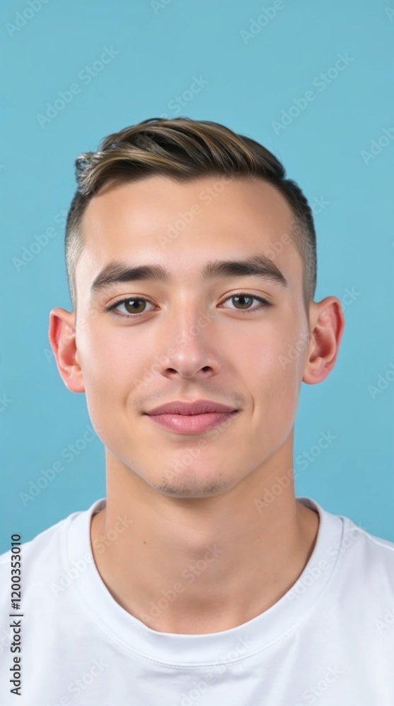 Fototapeta premium Professional Headshot: Young Man with Short Hair. Generative AI