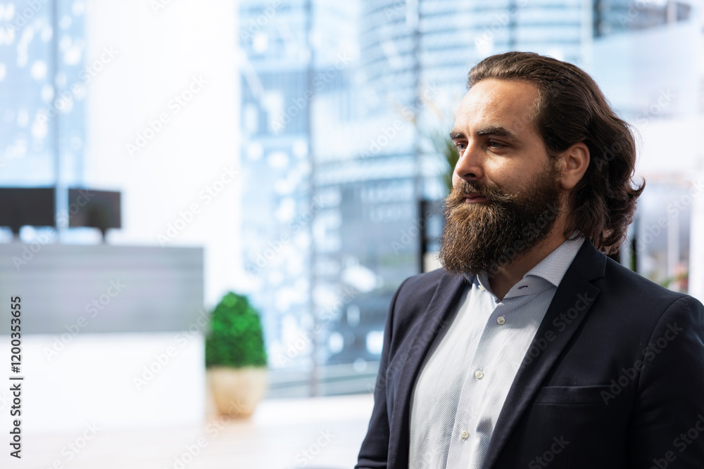 Portrait of happy financial advisor ready to meet with clients to recommend financial products and investments. Cheerful agent in office preparing to teach investment strategies Portrait of happy financial advisor ready to meet with clients to recommend financial products and investments. Cheerful agent in office preparing to teach investment strategies