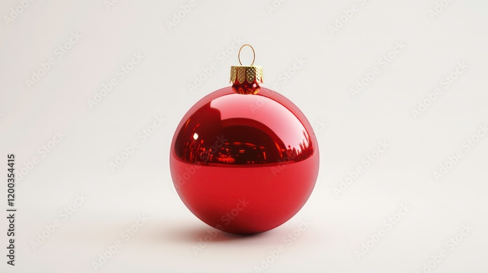 3D red Christmas ornament ball with a glossy surface and gold cap. Perfect for enhancing holiday decor and adding a pop of color to Christmas themes. 3D red Christmas ornament ball with a glossy surface and gold cap. Perfect for enhancing holiday decor and adding a pop of color to Christmas themes.