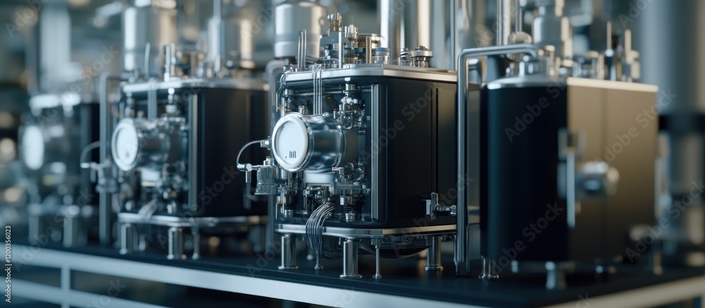 Industrial machinery in a modern factory setting. Industrial machinery in a modern factory setting.