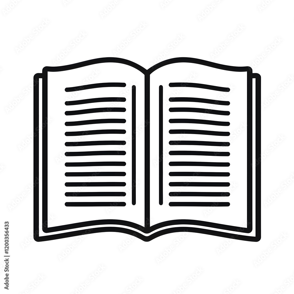 2d Minimalistic Open book icon for a library symbol for reading isolated on a white background 2d Minimalistic Open book icon for a library symbol for reading isolated on a white background