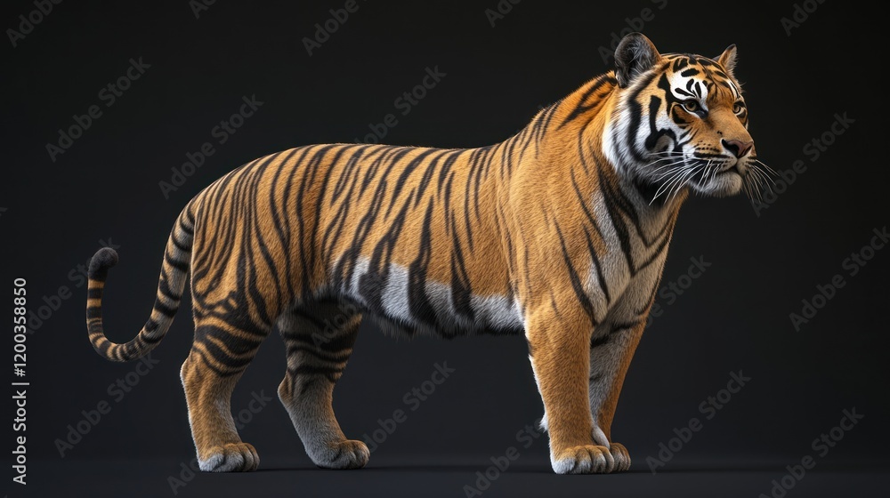 Obraz premium Majestic tiger standing on dark background. (2)