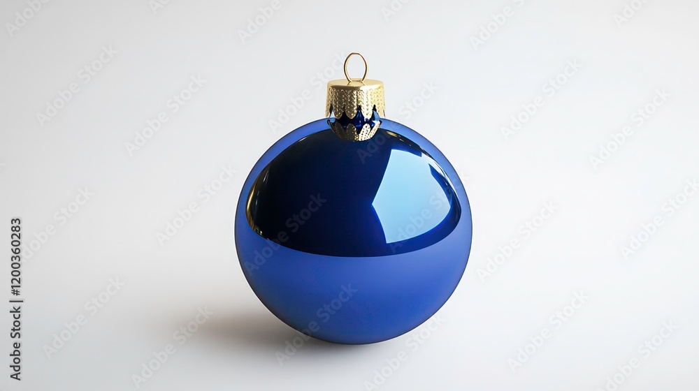 3D blue Christmas ornament ball with a shiny surface and gold cap. This classic decoration is perfect for adding a touch of elegance to holiday decor. 3D blue Christmas ornament ball with a shiny surface and gold cap. This classic decoration is perfect for adding a touch of elegance to holiday decor.