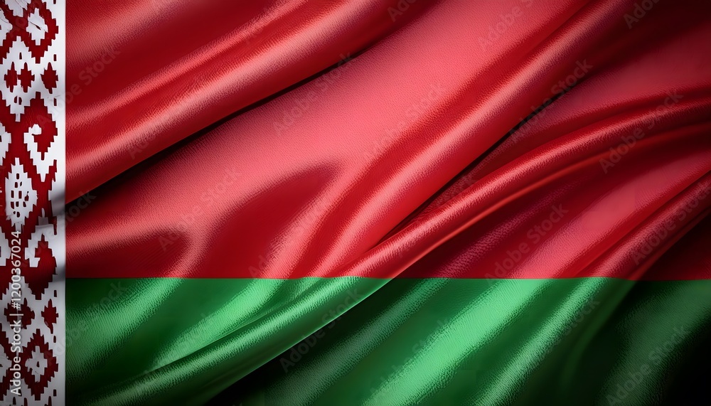 Fototapeta premium Vibrant Belarus flag waving with luxurious satin texture - Patriotic and cultural symbol