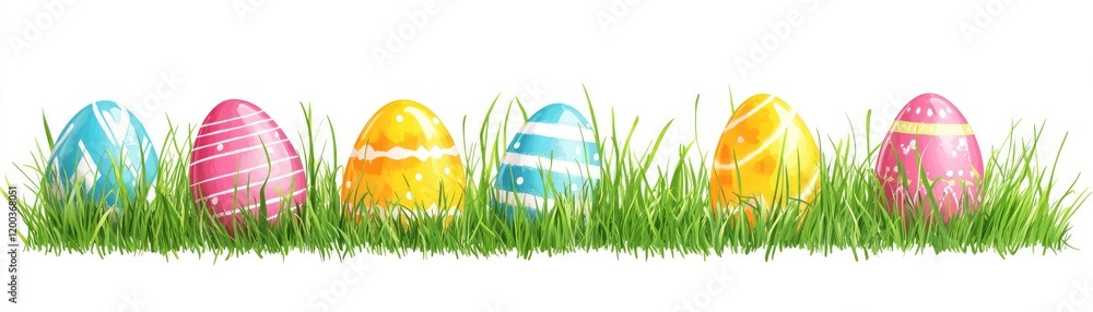 Fototapeta premium Vibrant Easter Eggs in Spring Grass