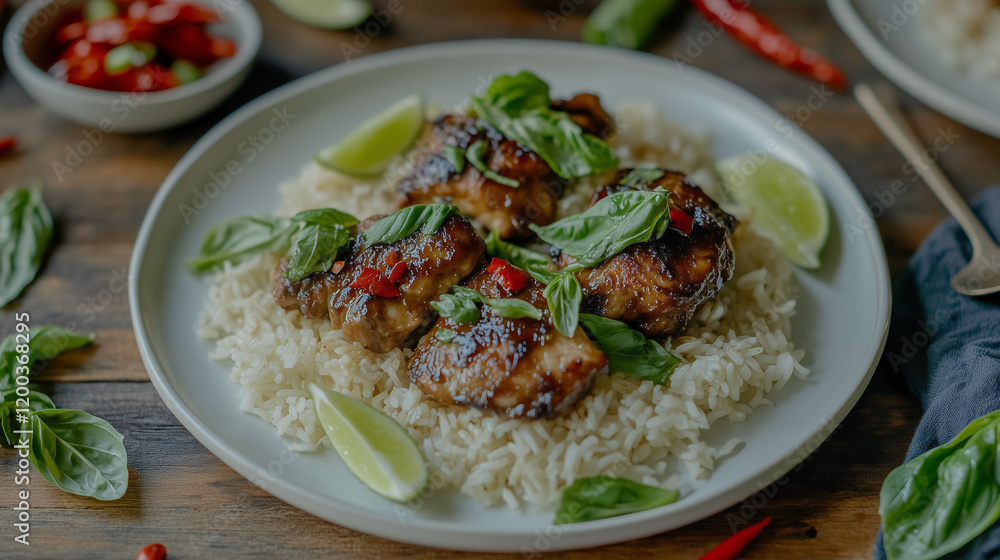 Thai Basil Chicken with Coconut Rice Thai Basil Chicken with Coconut Rice