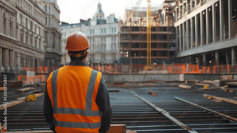 impressive view of site steel erector in London wearing reflective vests and hardhat in a construction site working impressive view of site steel erector in London wearing reflective vests and hardhat in a construction site working