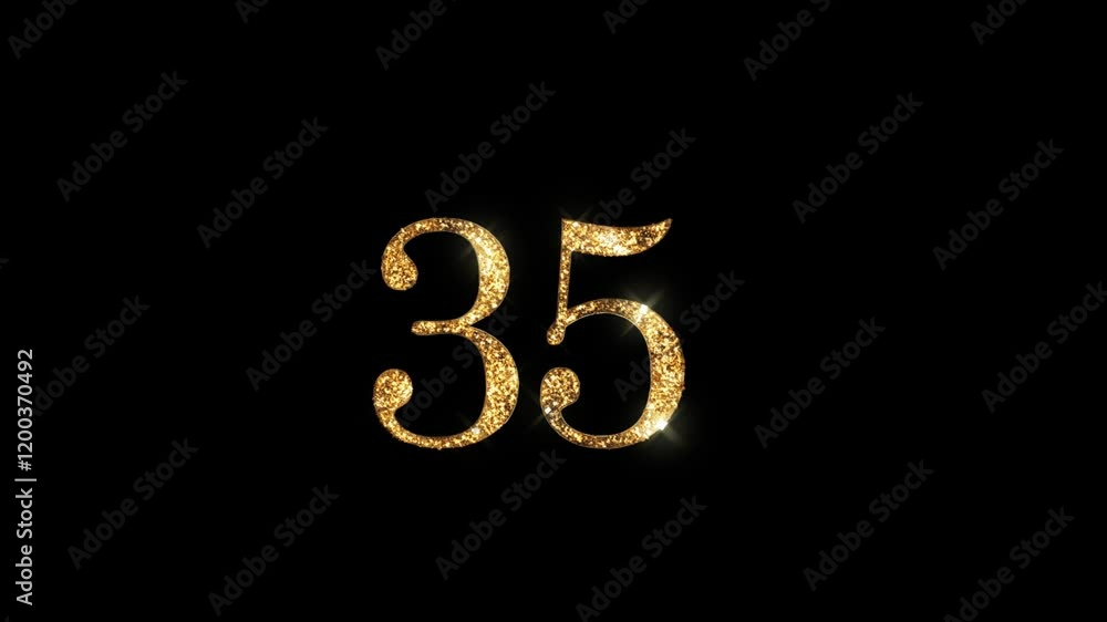 Golden number 35 with beautiful golden shine and alpha channel, numerology, number thirty five Golden number 35 with beautiful golden shine and alpha channel, numerology, number thirty five