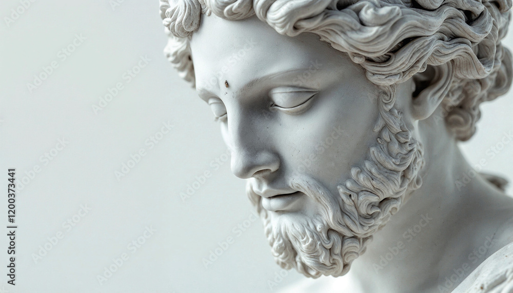 Marble statue of a bearded man with intricate details, showcasing artistry and craftsmanship in classical sculpture Marble statue of a bearded man with intricate details, showcasing artistry and craftsmanship in classical sculpture