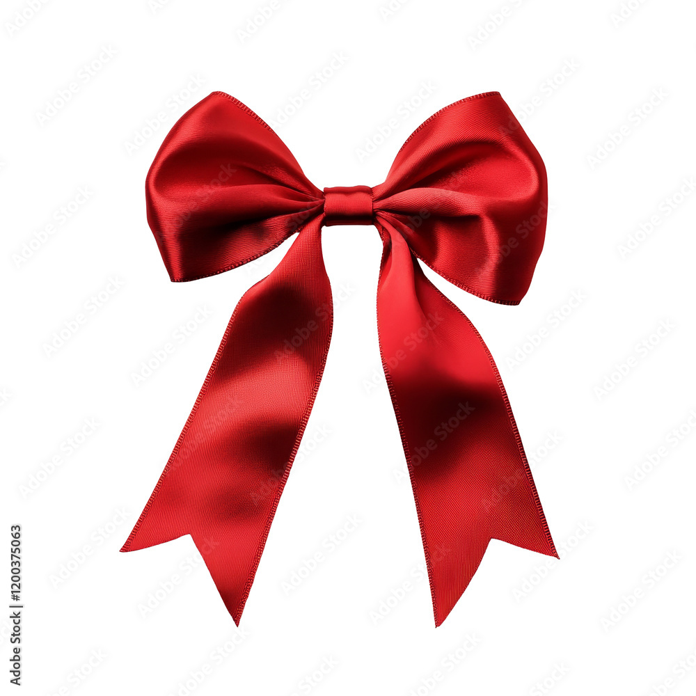 Fototapeta premium Elegant red ribbon bow placed against a clean, transparent background perfect for festive occasions and creative projects, red ribbon bow isolated transparent background