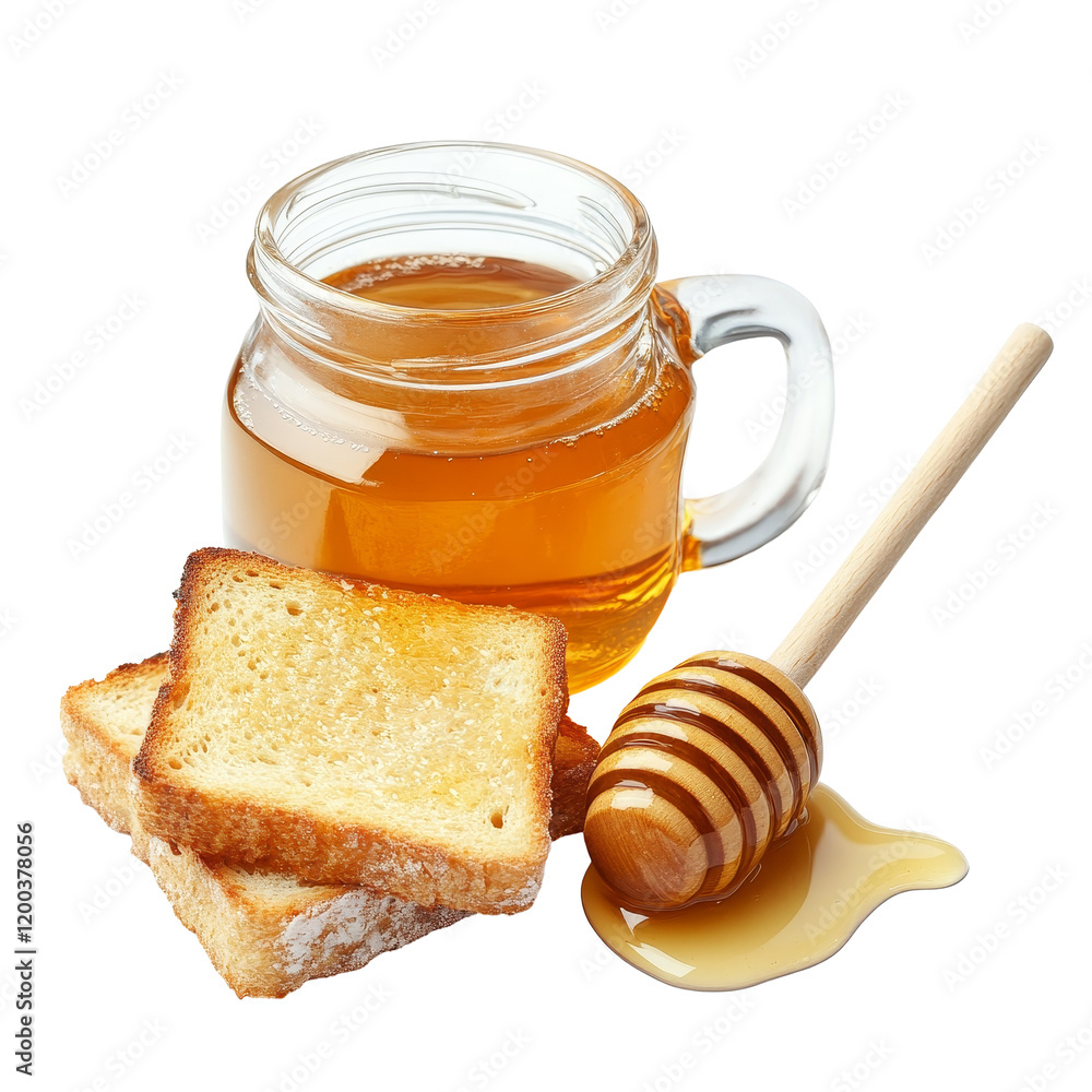 Delicious fresh honey drizzled over toast biscuits on a transparent background perfect for breakfast enjoyment, Fresh honey with toast biscuit on a transparent background Delicious fresh honey drizzled over toast biscuits on a transparent background perfect for breakfast enjoyment, Fresh honey with toast biscuit on a transparent background