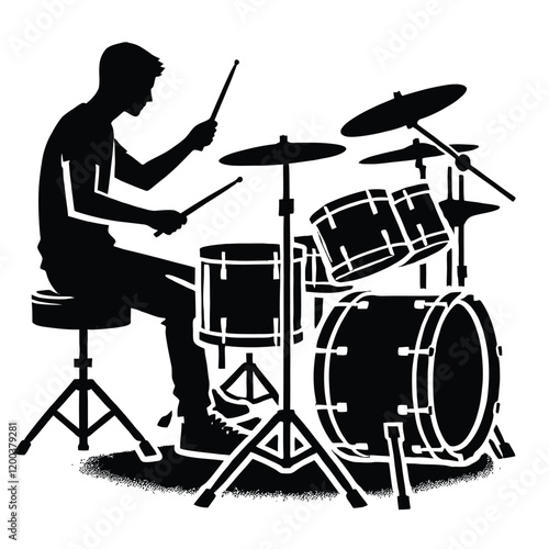 Drummer Silhouette in Studio