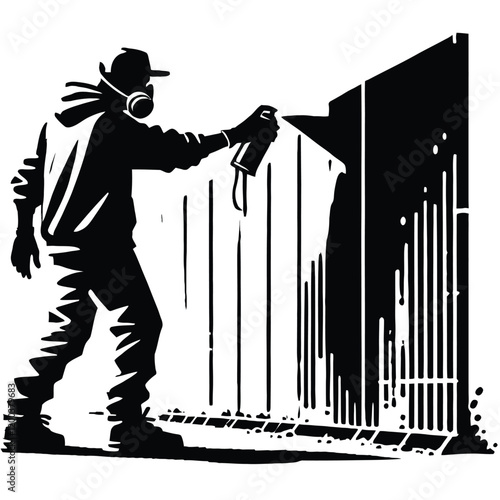 Graffiti Artist Finishing Mural