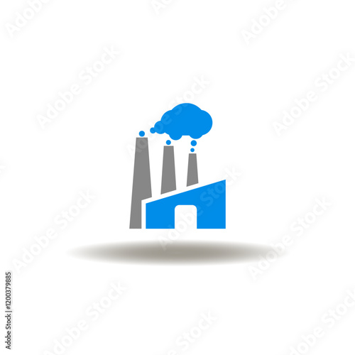 Vector illustration of factory smoke CO2. Symbol of modern industry production. Icon of carbon dioxide pollution.