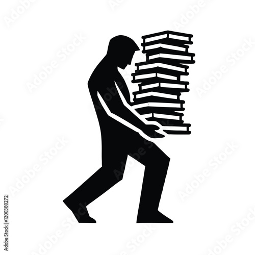 Silhouette Person Carrying Books