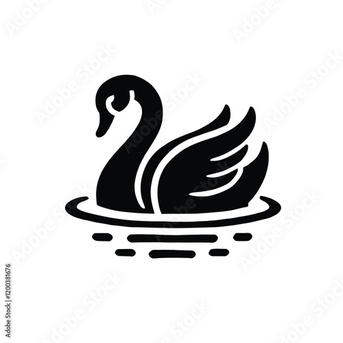 Swan Silhouette on Pond