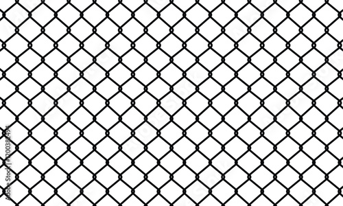 Seamless chain link fence on snow background.
