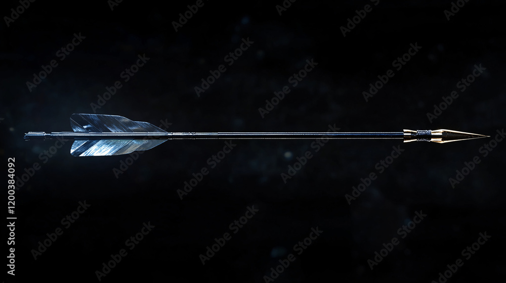 A sleek metallic arrow with silver fletching and a pointed tip displayed against a dark cosmic-themed background
A sleek metallic arrow with silver fletching and a pointed tip displayed against a dark cosmic-themed background