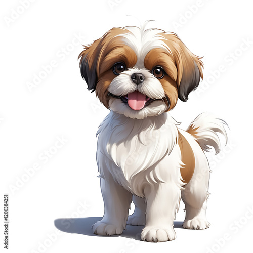 A happy dog grins wide while posing