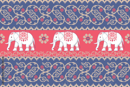 elephants pattern, mandala
Beautiful Thailand,thai pattern,seamless,Traditional,ethnic,fabric pattern for textiles,rugs, wallpaper,clothing, sarong,batik,wrap,embroidery,print,background,cover, illust
