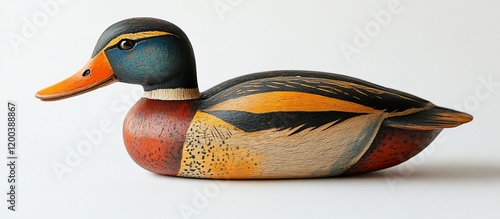 Hand-carved Wooden Mallard Decoy: A Detailed and Vibrant Bird Sculpture