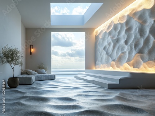 Acoustic Isolation Room with Textured Walls and Ambient Lighting