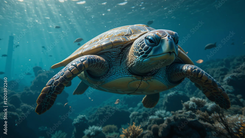 Fototapeta premium sea turtle swimming