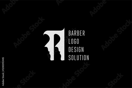 Template logo design solution for barber shop with two man faces