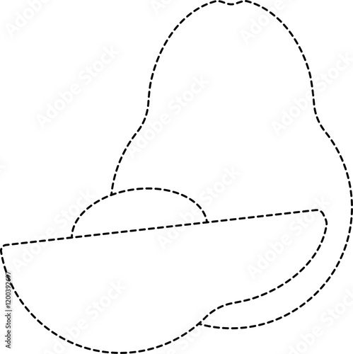 Whole and halved avocado coloring tracing vector