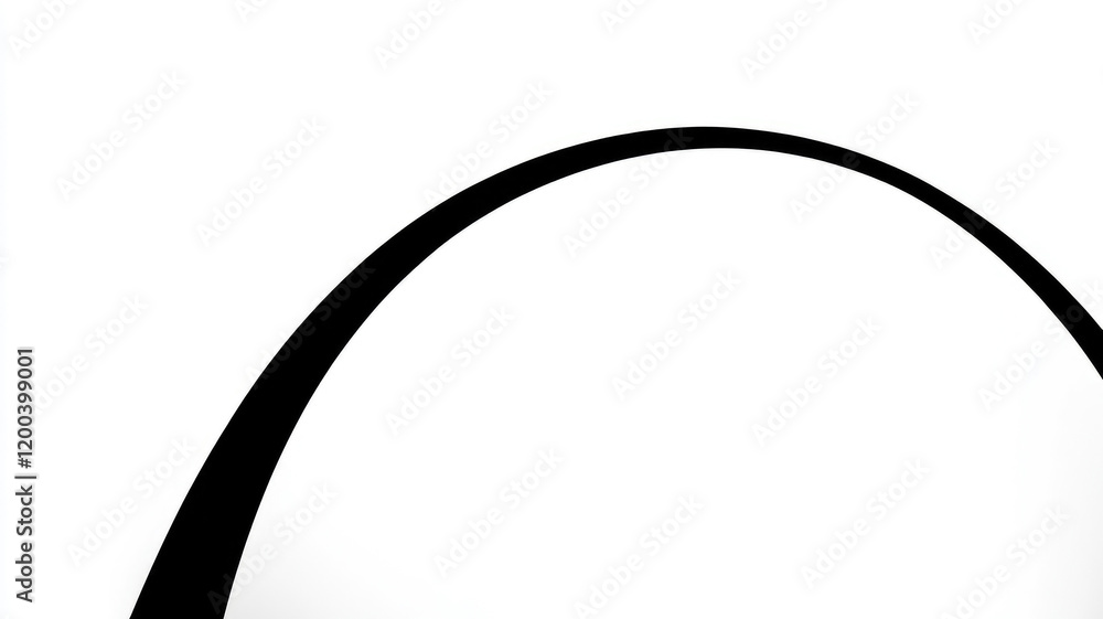 Minimalistic image of black curved line on white background Minimalistic image of black curved line on white background