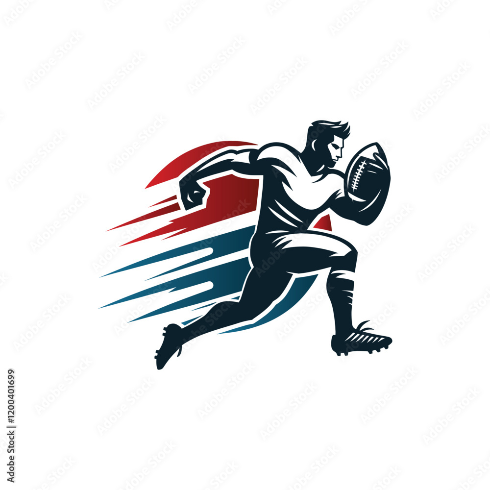 Obraz premium Rugby Player Logo Vector Illustration