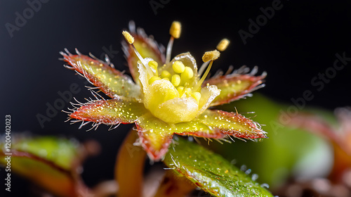 Wallpaper Mural close up photograph of vibrant yellow flower with red edges, showcasing delicate petals and intricate details. flower is surrounded by green Torontodigital.ca